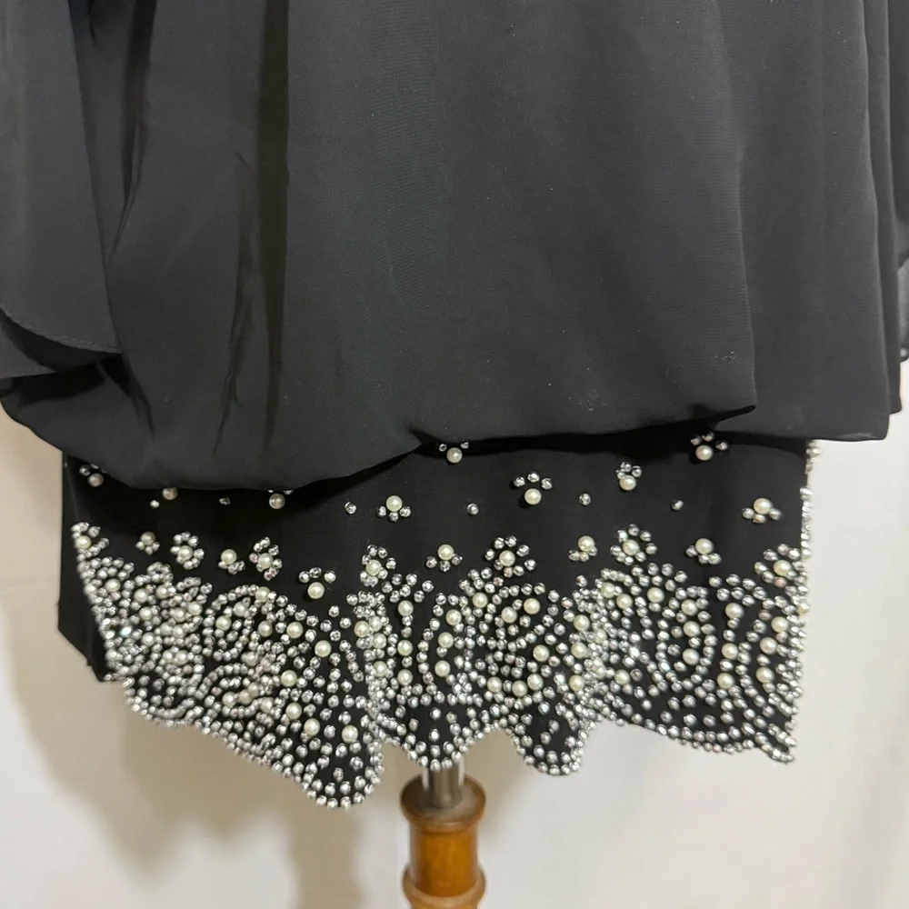 MSK Women’s Size 1X Black Chiffon Blouse with Embellished Hem - Picture 9 of 13